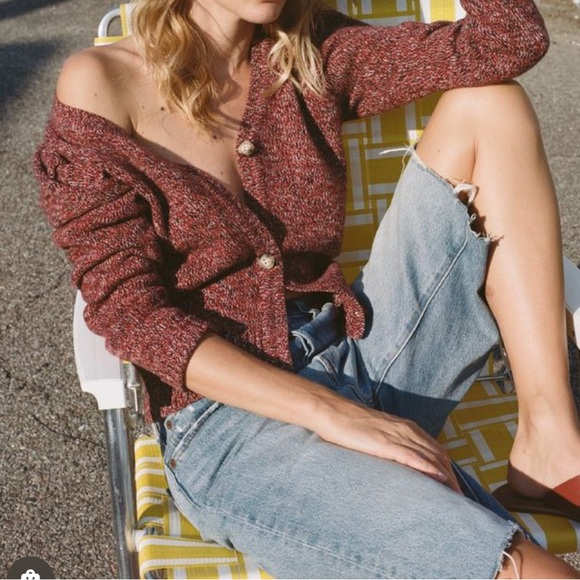 NWT CHUFY Cliff Wool Knit Cardigan in tosh red - Picture 1 of 13